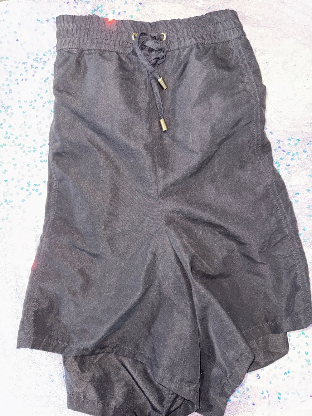 1692-Women's Black Swim Coverup Shorts with Drawstring